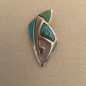 Carolyn Pollack Turquoise & Variscite Sterling Silver Pendant.